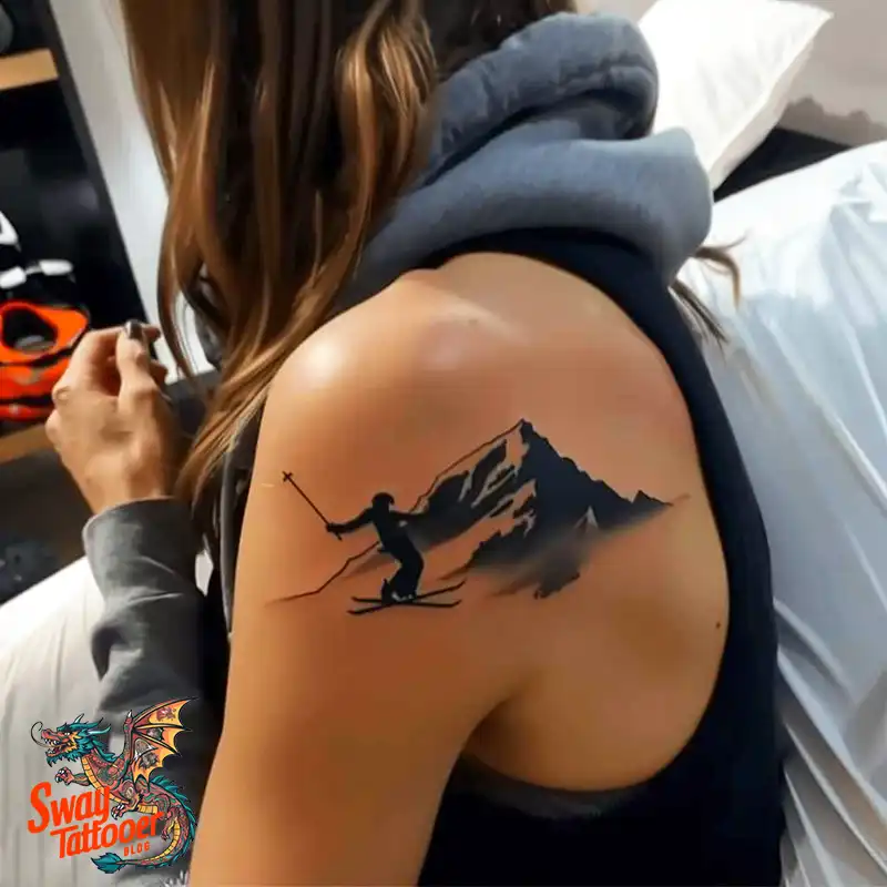 Skiing Tattoo Design