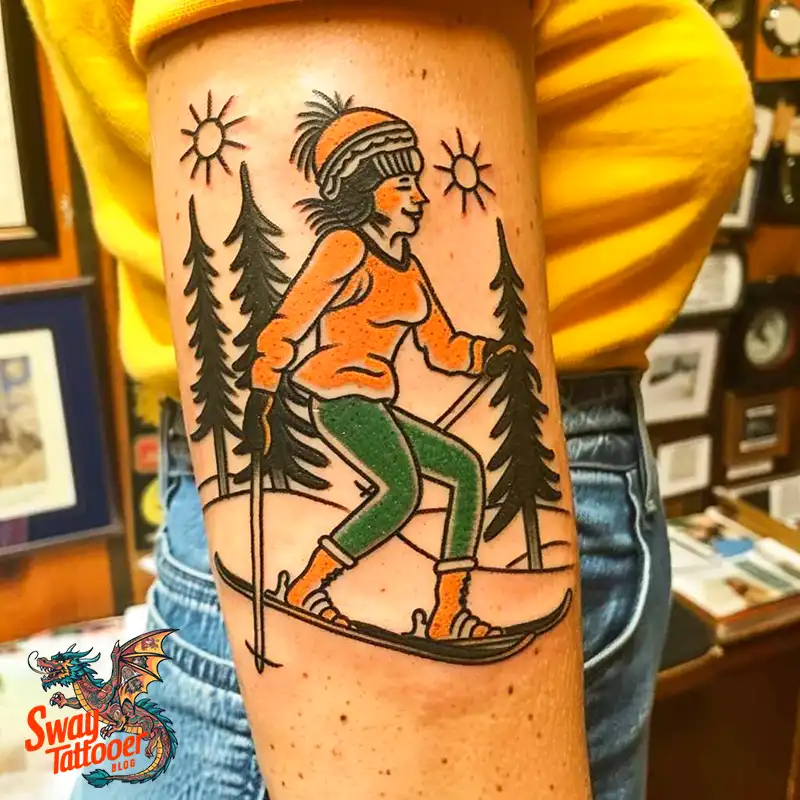 Ski Tattoo Design