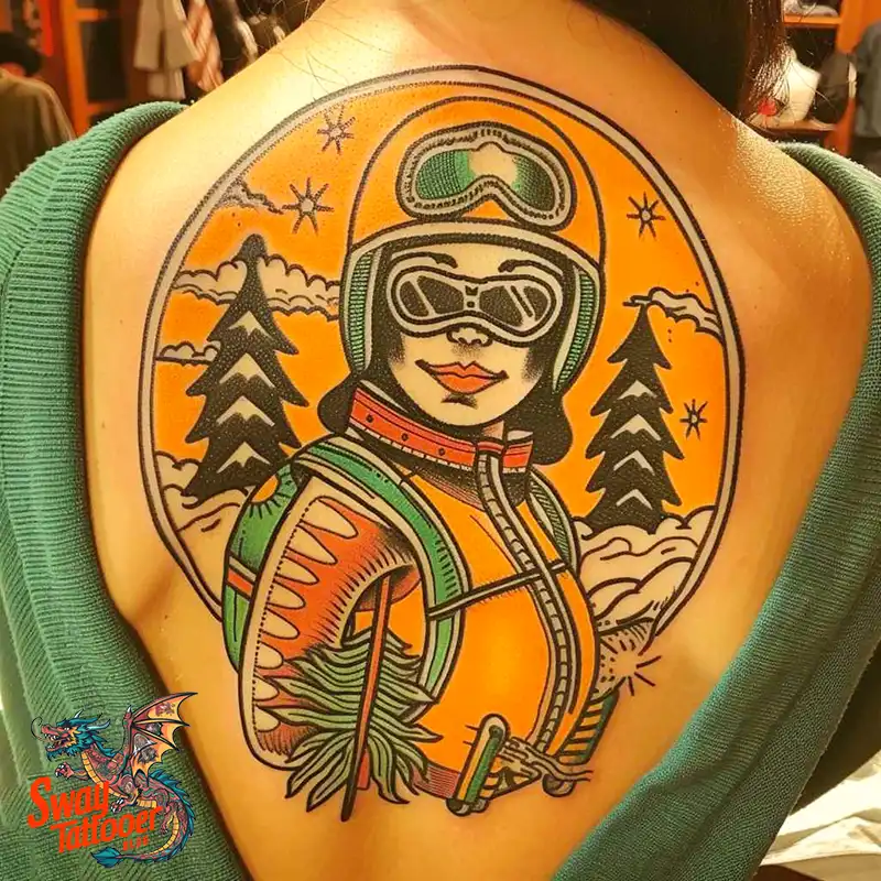 Ski Tattoo Design