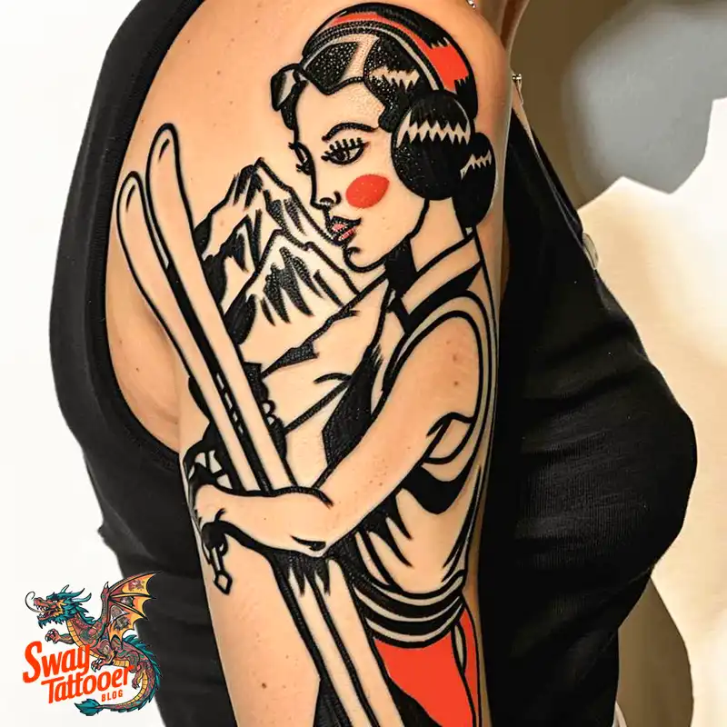 Ski Tattoo Design